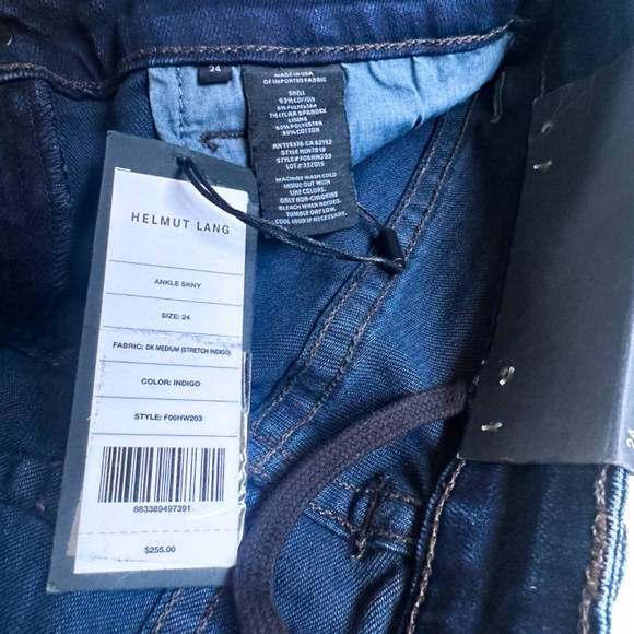 HELMUT LANG Skinny Ankle Cropped Midrise Indigo Wash Stretch Jeans - Picture 5 of 11